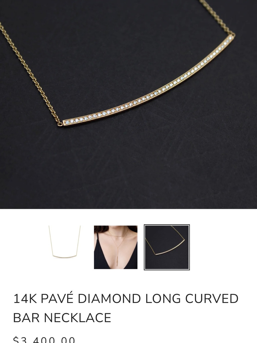 Zoe Chicco 14k gold and 2” pave diamond bar necklace 18”. - Picture 8 of 8